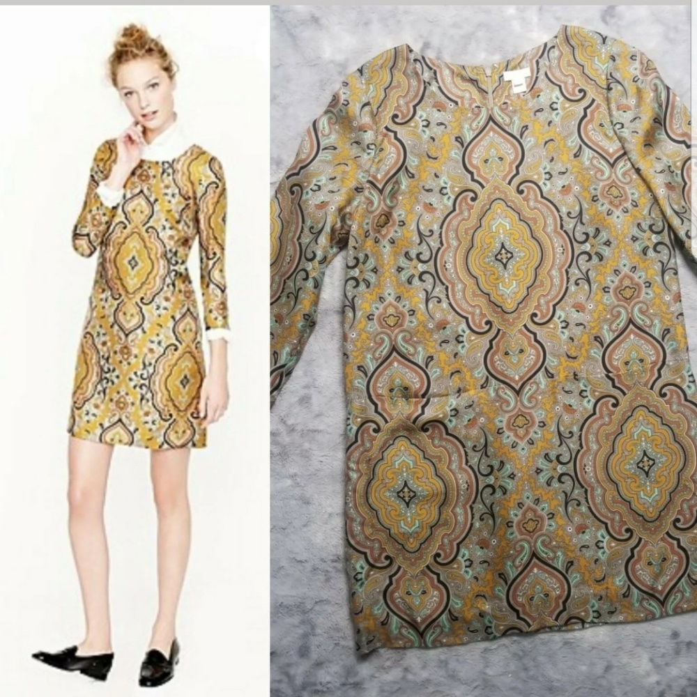 J. Crew Collection Jules Shift Dress Silk 8 Paisle